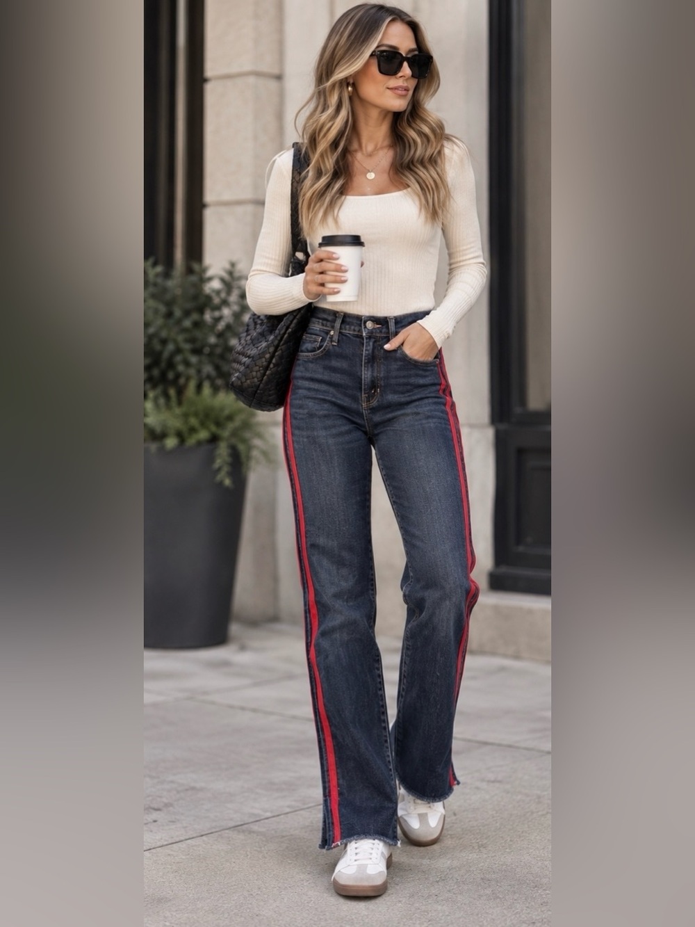 MOTHER The Insider Crop Step Fray Speed Racer Jeans 25 Red Side Stripe Raw Hem